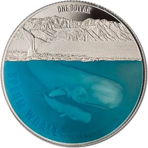 Sperm Whale Commemorative Coin PNG Image