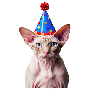 Sphynx Cat Birthday Party Hat Png Gsu2 PNG Image