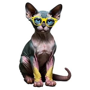 Sphynx Cat With Glasses Studying Png Bty PNG Image