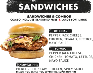 Spicy Chicken Sandwich Menu PNG Image