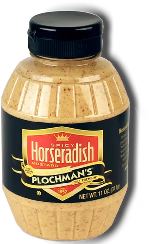 Spicy Horseradish Mustard Plochmans Bottle PNG Image