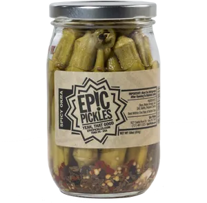 Spicy Pickled Okra Jar PNG Image