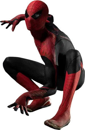 Spider Man_ Crouching_ Pose PNG Image