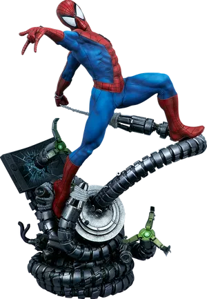 Spider Man Dodging Octopus Tentacles PNG Image