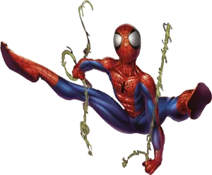 Spider Man_ Swinging_ Action PNG Image