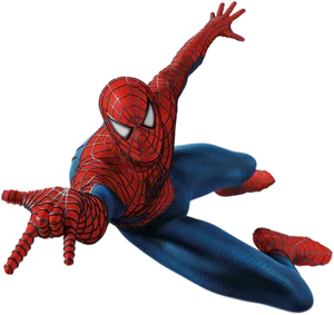 Spider Man Swinging Action Pose PNG Image