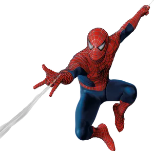 Spider Man Swinging Action Pose PNG Image