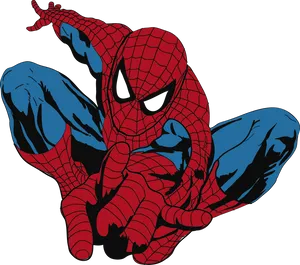 Spiderman Crouching Clipart PNG Image