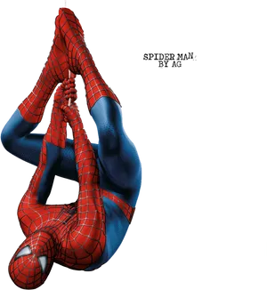 Spiderman Hanging Upside Down PNG Image