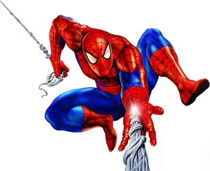 Spiderman Swinging Action Clipart PNG Image