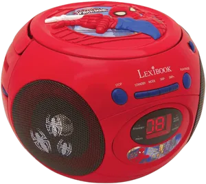 Spiderman Theme Boombox Red PNG Image