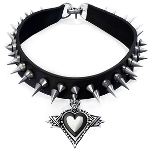 Spiked Choker With Heart Pendant Png Yvt PNG Image