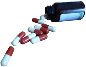 Spilled Pill Bottle Capsules PNG Image