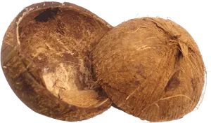 Split Coconut Halves PNG Image