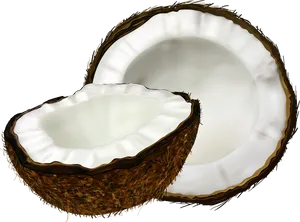 Split Coconut Illustration PNG Image