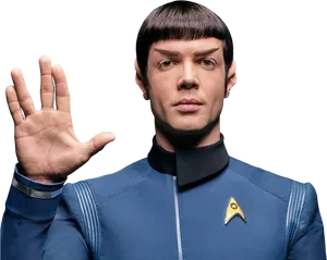 Spock Vulcan Salute Starfleet Uniform PNG Image