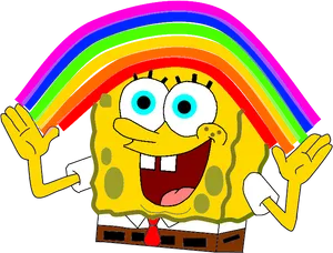 Sponge Bob Rainbow Imagination PNG Image