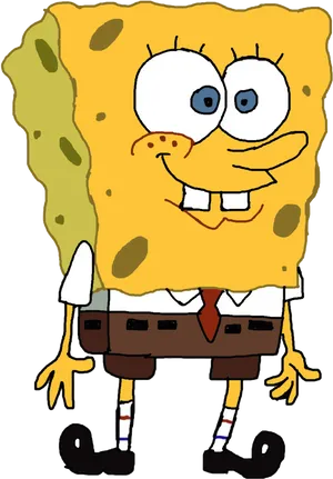 Sponge Bob Square Pants Standing Smile PNG Image