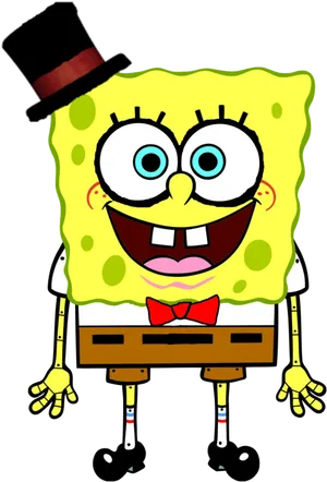 Spongebob Top Hatand Bow Tie PNG Image