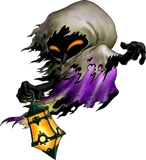 Spooky Ghost Holding Lantern PNG Image