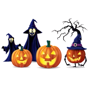 Spooky Halloween Cartoon Spirits Png Qpn PNG Image