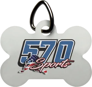 Sports Branded Dog Bone Keychain PNG Image