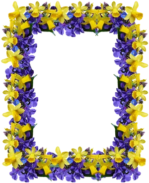 Spring Floral Frame Violetand Yellow PNG Image