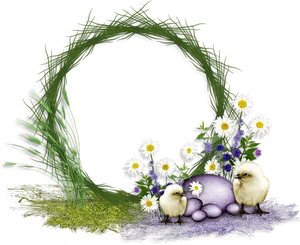 Springtime Chicks Floral Arrangement PNG Image