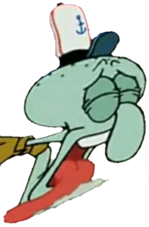 Squidward Dabbing Cartoon Character PNG Image