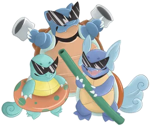 Squirtle Squad Coolness PNG Image