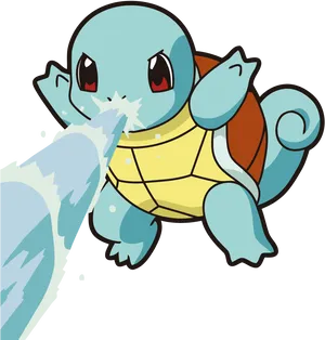 Squirtle Using Water Gun Attack PNG Image