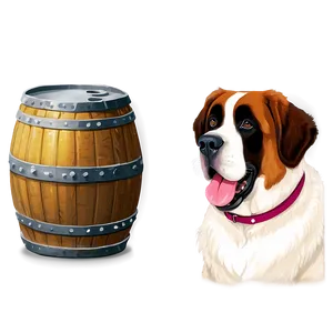 St Bernard With Keg Collar Png Hmb PNG Image