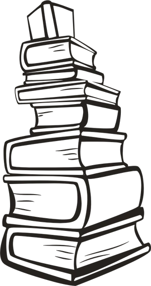 Stacked Books Line Art Illustration PNG Image