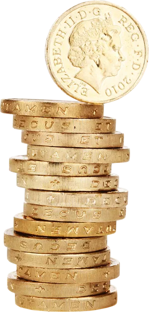 Stacked British Pound Coins PNG Image