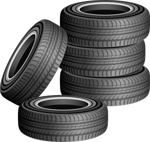 Stacked Car Tyres Illustration PNG Image