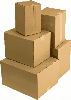 Stacked Cardboard Boxes Dark Background PNG Image