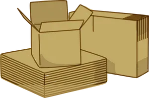 Stacked Cardboard Boxes Illustration PNG Image