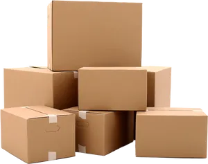 Stacked Cardboard Boxes Transparent Background PNG Image