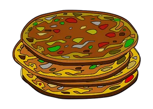 Stacked Cartoon Pizzas Illustration PNG