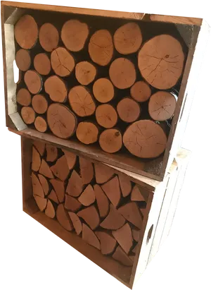 Stacked Firewood Storage Box PNG Image