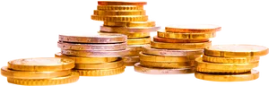 Stacked Gold Coins Black Background PNG Image