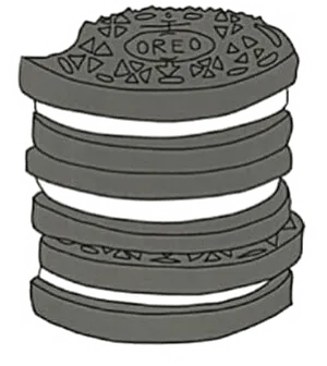 Stacked Oreo Cookies Monochrome PNG Image