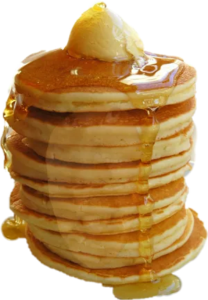 Stacked Pancakeswith Syrupand Butter.png PNG Image