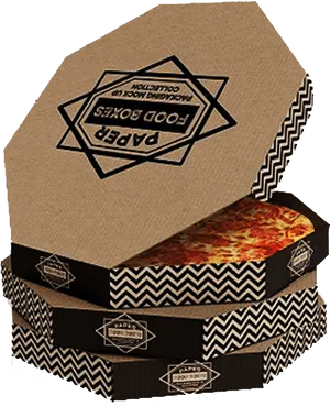 Stacked Pizza Boxeswith One Open PNG Image