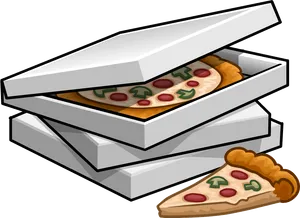 Stacked Pizza Boxeswith Slice PNG Image