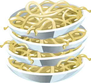 Stacked Spaghetti Bowls Vector PNG Image