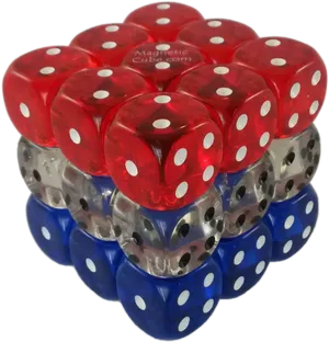 Stacked Transparent Colored Dice PNG Image