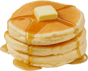 Stackof Buttermilk Pancakeswith Syrupand Butter.png PNG Image