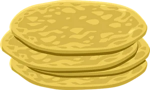 Stackof Golden Pancakes Vector Illustration PNG Image