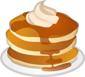 Stackof Pancakeswith Syrupand Whipped Cream.png PNG Image